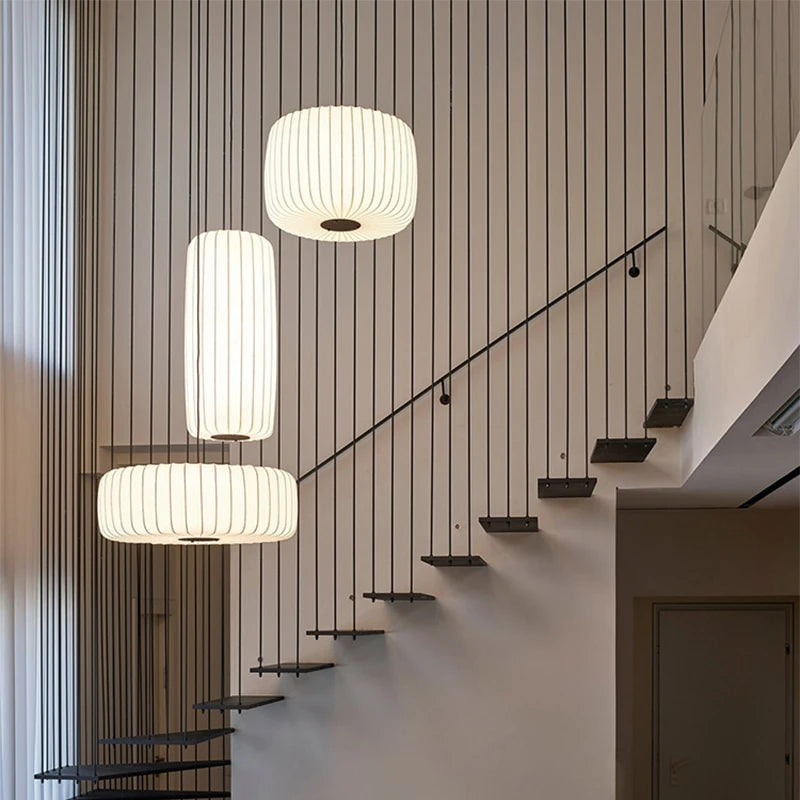 Modern Japanese Wabi Sabi Silk E27 Chandelier Nordic Home Decor Designer Lamp Living Dining Room Bedroom B&B Loft Pendant Lights