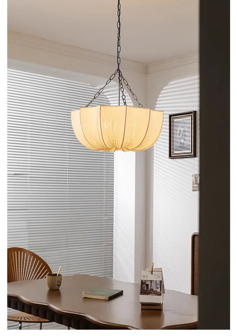 Japanese Wabi Sabi Retro Fabric Pendant Lights Living Dining Room Chandelier Lighting Home Decor Bedroom Lustre Led Hanging Lamp