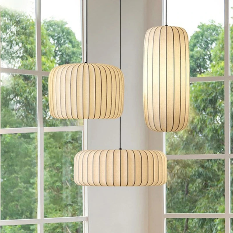 Modern Japanese Wabi Sabi Silk E27 Chandelier Nordic Home Decor Designer Lamp Living Dining Room Bedroom B&B Loft Pendant Lights