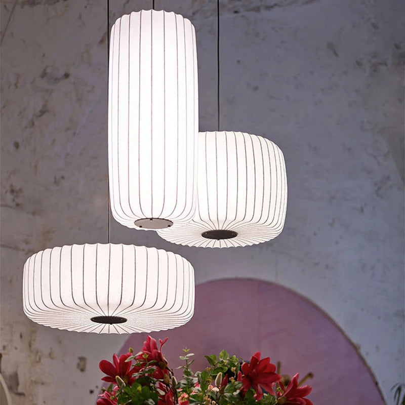 Modern Japanese Wabi Sabi Silk E27 Chandelier Nordic Home Decor Designer Lamp Living Dining Room Bedroom B&B Loft Pendant Lights