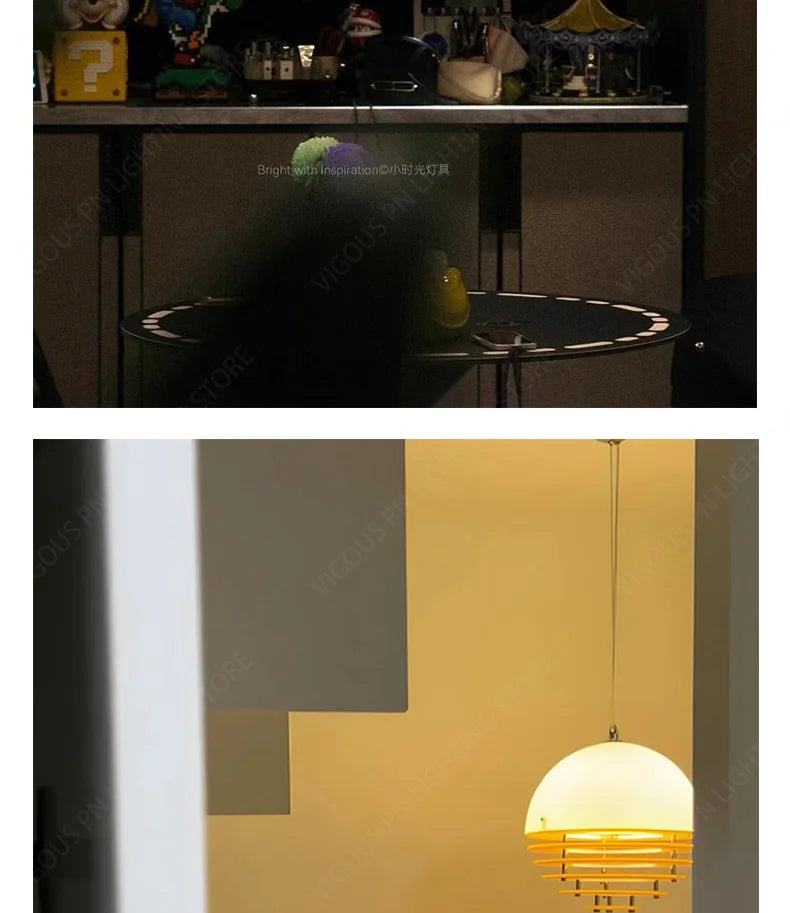 Modern Nordic Yellow Acrylic Glass Pendant Light Living Dining Bedroom Room Decor Sunset Lamp Indoor Lustre Lighting Fixtures