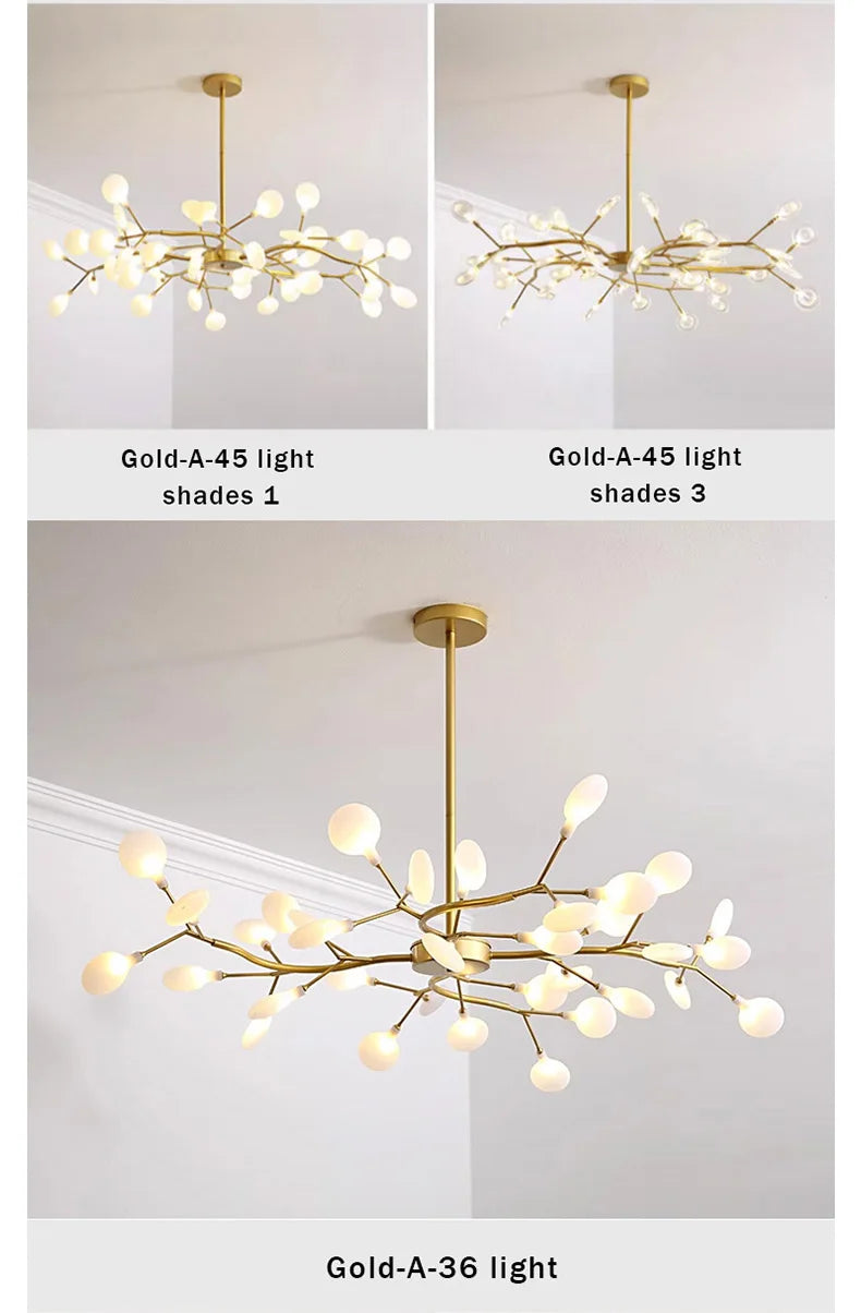 Nordic G4 Led Chandelier Lighting Modern Branch Pendant Light Living Room Gold / Black Led Luminarias Art Decor Indoor Lighting
