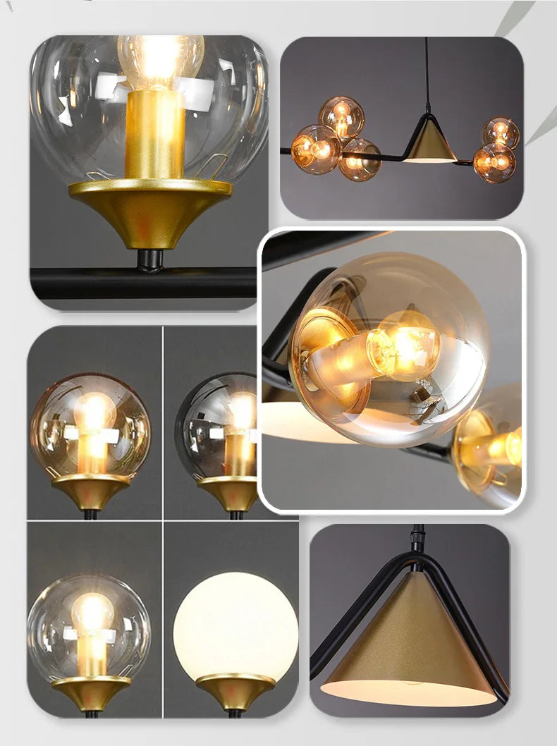 Modern Glass Ball Long Led Pendant Lights Living Dining Room Chandeliers Lighting Home Decor Bar Kitchen Hanging Lamp Luminaire