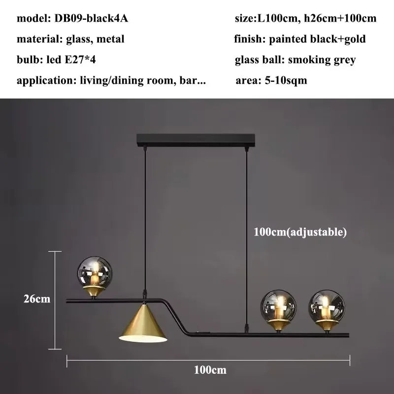 Modern Glass Ball Long Led Pendant Lights Living Dining Room Chandeliers Lighting Home Decor Bar Kitchen Hanging Lamp Luminaire