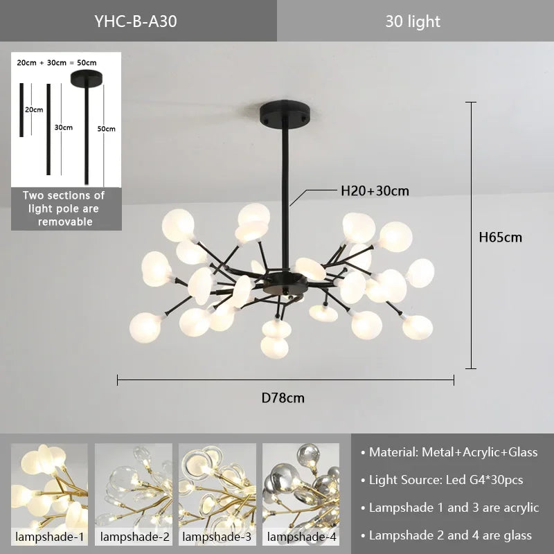 Nordic G4 Led Chandelier Lighting Modern Branch Pendant Light Living Room Gold / Black Led Luminarias Art Decor Indoor Lighting