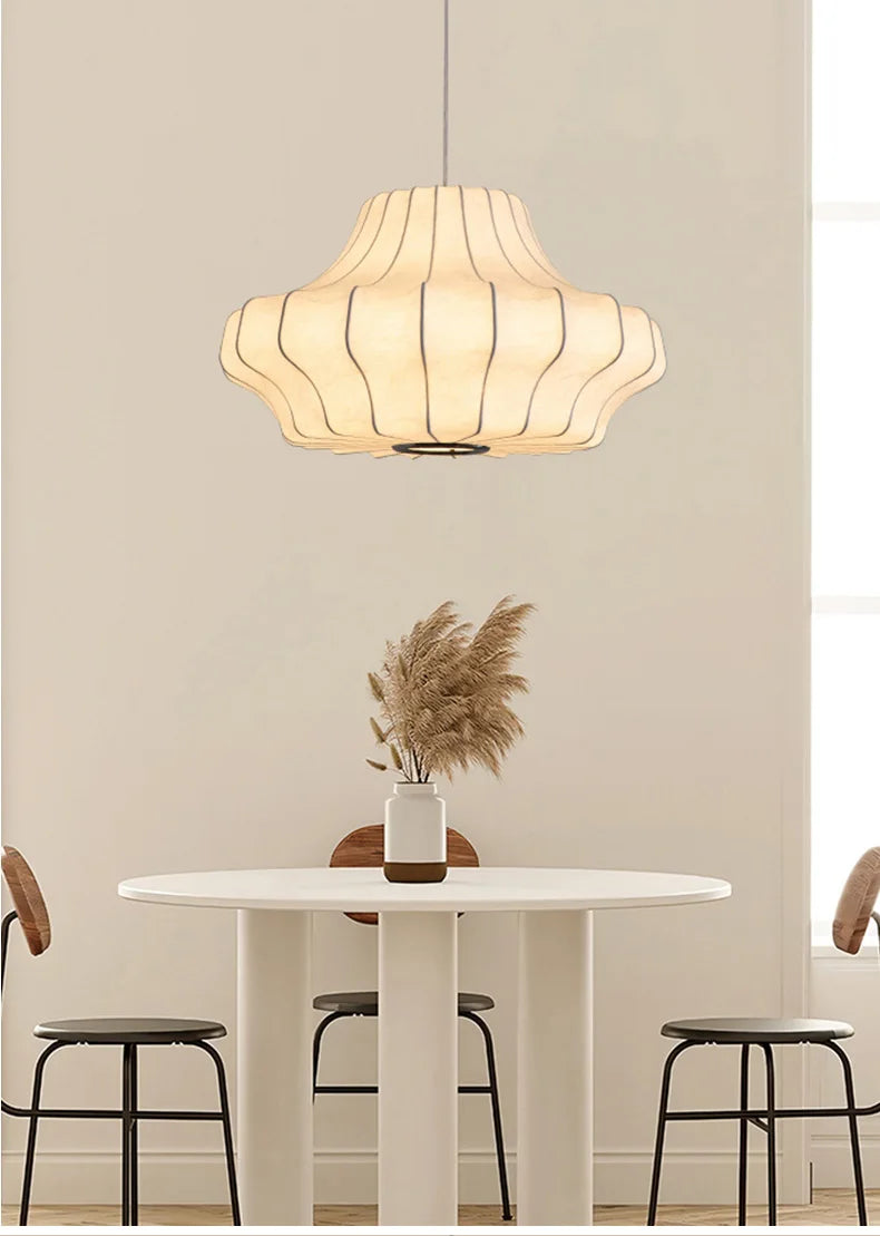 Japanese Wabi Sabi Silk Chandelier Living Dining Room Bedroom B&B Personalized Home Decor Pendant Light Indoor Lighting Fixtures
