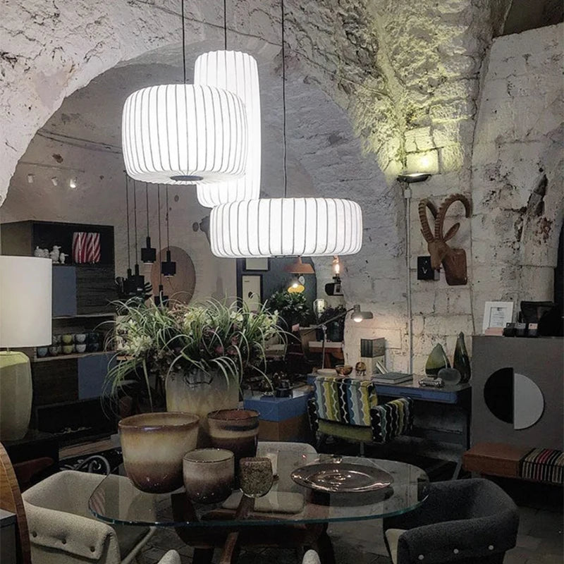 Modern Japanese Wabi Sabi Silk E27 Chandelier Nordic Home Decor Designer Lamp Living Dining Room Bedroom B&B Loft Pendant Lights