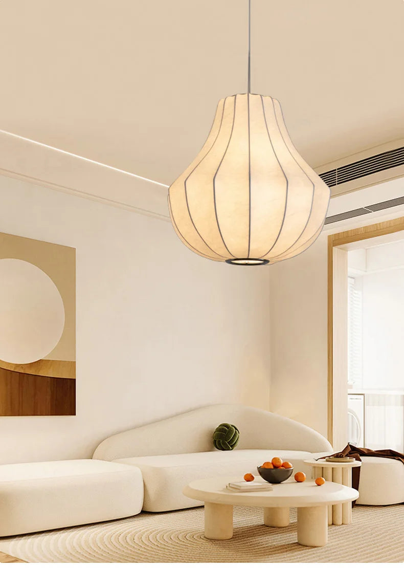 Japanese Wabi Sabi Silk Chandelier Living Dining Room Bedroom B&B Personalized Home Decor Pendant Light Indoor Lighting Fixtures