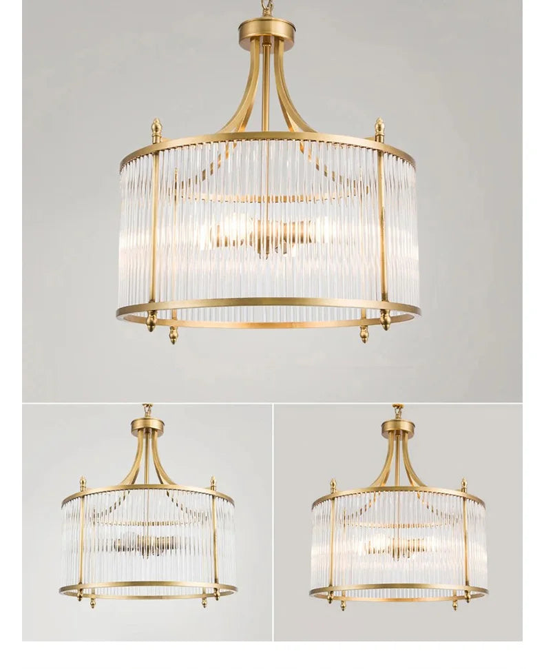 Modern Luxury Glass Chandelier Golden Copper Living Dining Bedroom Home Room Decor Ceiling Pendant Light Indoor LED Lamp Fixture