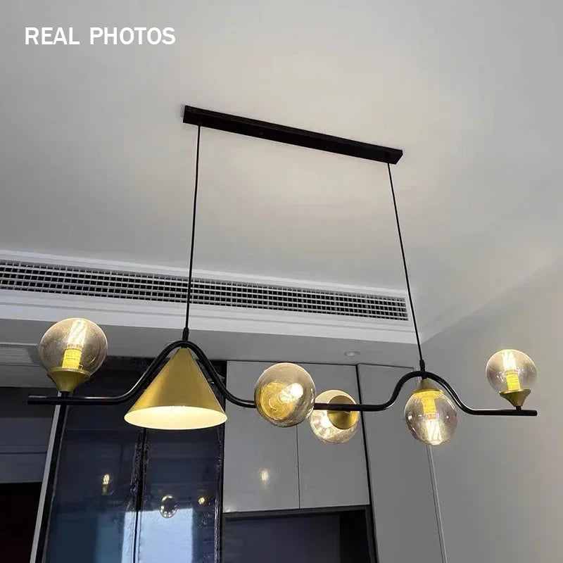Modern Glass Ball Long Led Pendant Lights Living Dining Room Chandeliers Lighting Home Decor Bar Kitchen Hanging Lamp Luminaire