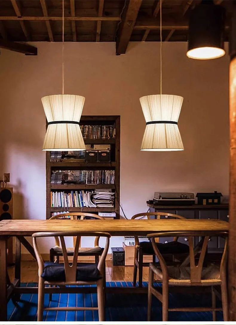 Modern Japanese Wabi Sabi Fabric Chandelier Living Dining Bedroom Nordic Decoration Home Pendant Lights Indoor Lighting Fixtures