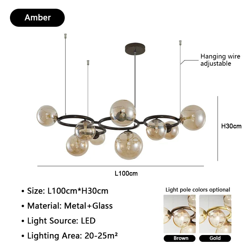 Modern Minimalism Nordic Glass Chandelier Room Decor Lights Living Dining Bedroom Luxury Pendant Lamps Indoor Lighting Fixtures