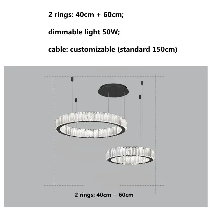 Modern Ring Led Crystal Ceiling Chandeliers Lighting Living Room Home Decor Luxury Pendant Lights Lustre Hanging Lamps Fixtures