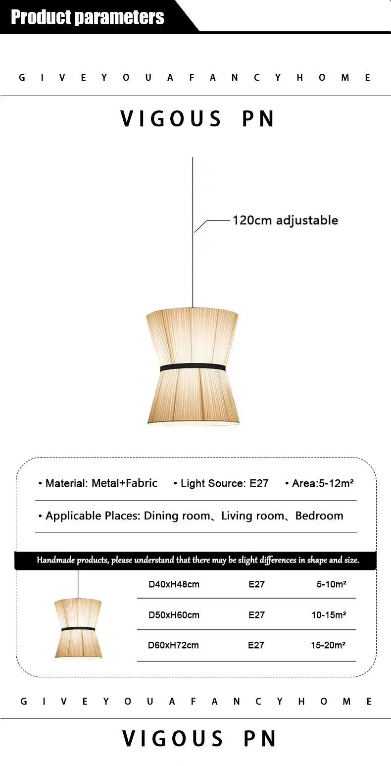 Modern Japanese Wabi Sabi Fabric Chandelier Living Dining Bedroom Nordic Decoration Home Pendant Lights Indoor Lighting Fixtures