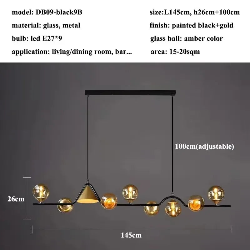 Modern Glass Ball Long Led Pendant Lights Living Dining Room Chandeliers Lighting Home Decor Bar Kitchen Hanging Lamp Luminaire