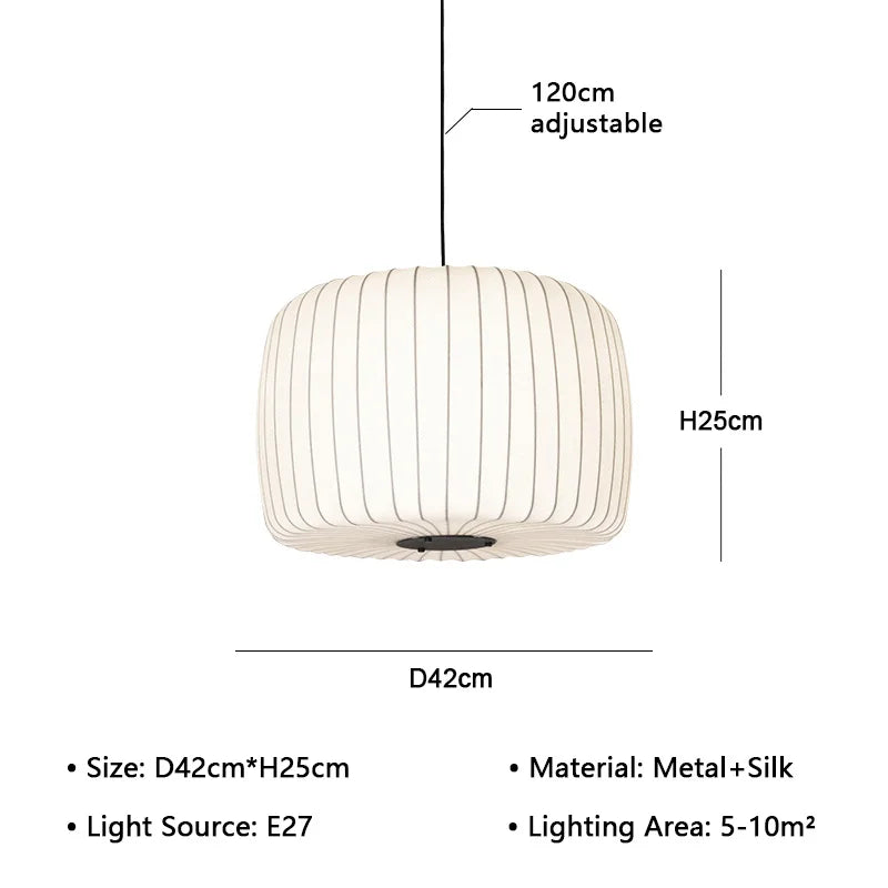 Modern Japanese Wabi Sabi Silk E27 Chandelier Nordic Home Decor Designer Lamp Living Dining Room Bedroom B&B Loft Pendant Lights