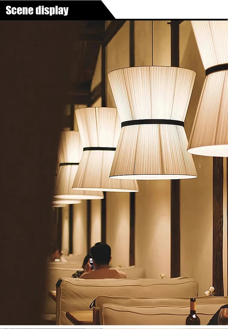 Modern Japanese Wabi Sabi Fabric Chandelier Living Dining Bedroom Nordic Decoration Home Pendant Lights Indoor Lighting Fixtures
