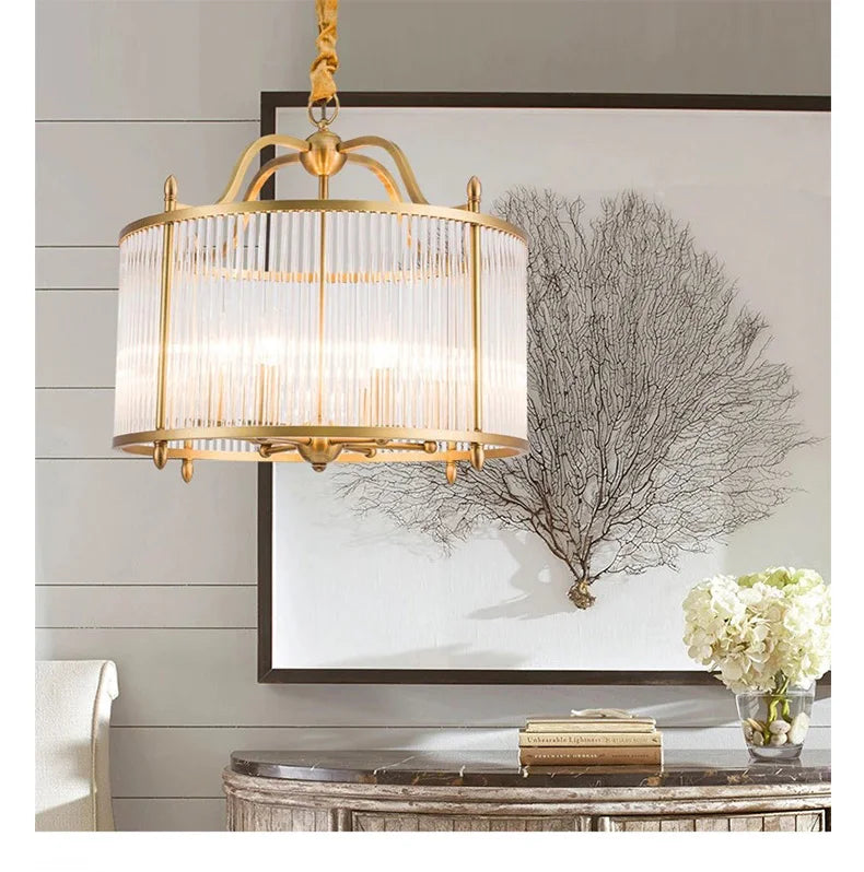 Modern Luxury Glass Chandelier Golden Copper Living Dining Bedroom Home Room Decor Ceiling Pendant Light Indoor LED Lamp Fixture