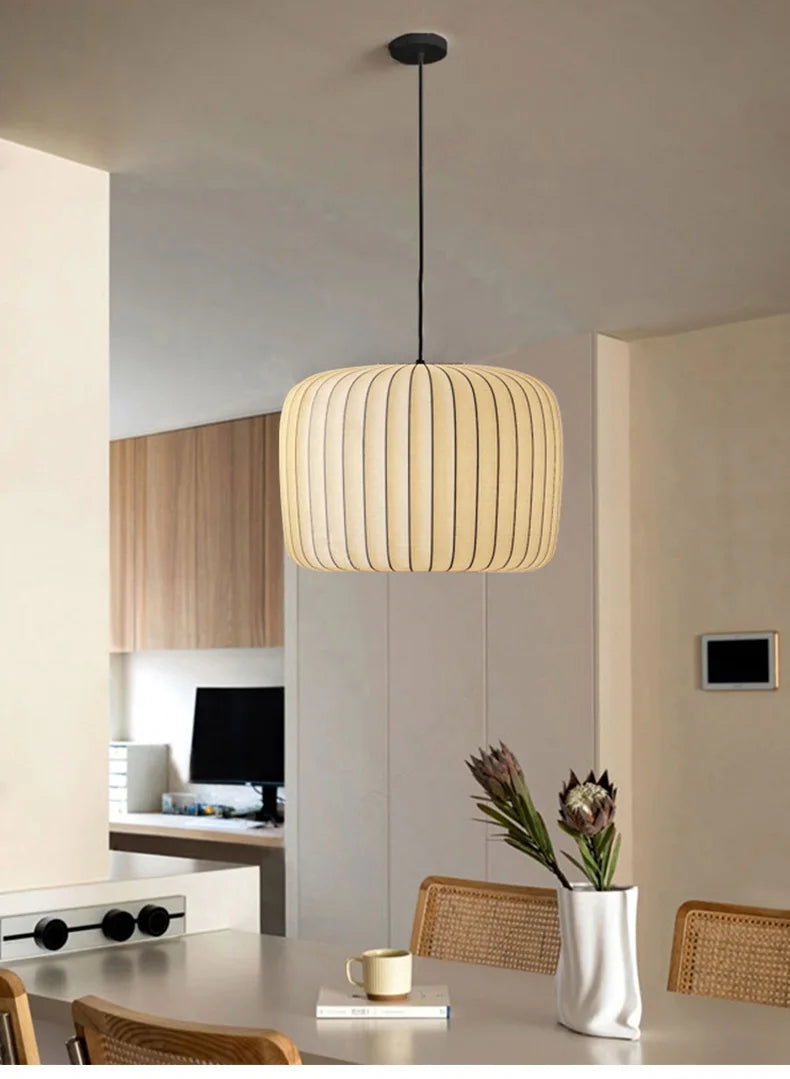 Modern Japanese Wabi Sabi Silk E27 Chandelier Nordic Home Decor Designer Lamp Living Dining Room Bedroom B&B Loft Pendant Lights