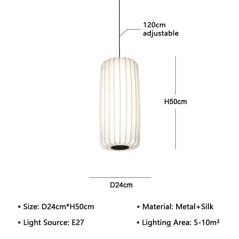 Modern Japanese Wabi Sabi Silk E27 Chandelier Nordic Home Decor Designer Lamp Living Dining Room Bedroom B&B Loft Pendant Lights
