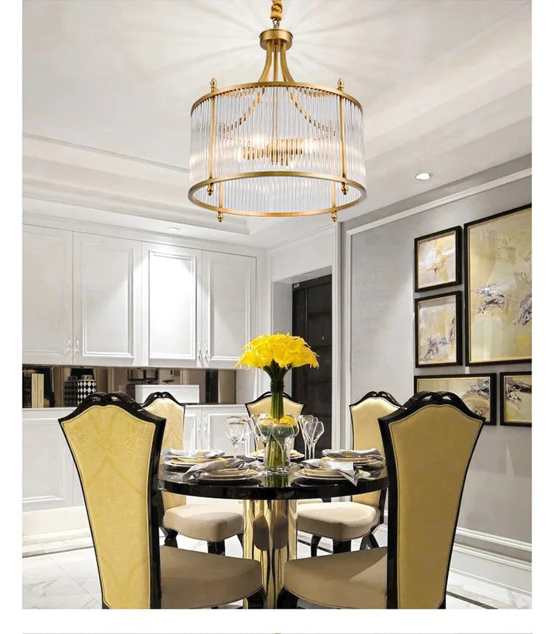 Modern Luxury Glass Chandelier Golden Copper Living Dining Bedroom Home Room Decor Ceiling Pendant Light Indoor LED Lamp Fixture