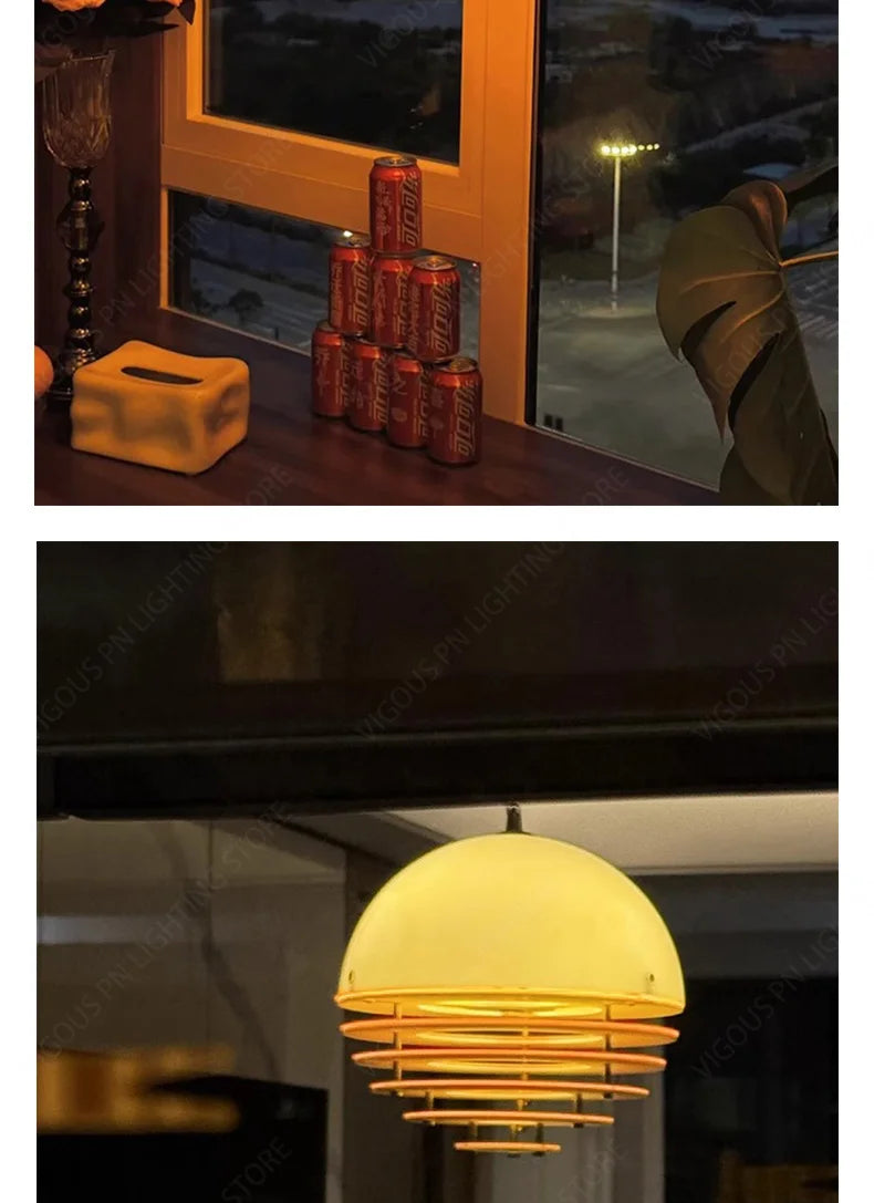 Modern Nordic Yellow Acrylic Glass Pendant Light Living Dining Bedroom Room Decor Sunset Lamp Indoor Lustre Lighting Fixtures