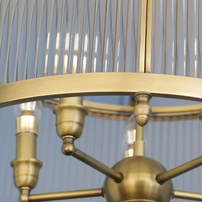 Modern Luxury Glass Chandelier Golden Copper Living Dining Bedroom Home Room Decor Ceiling Pendant Light Indoor LED Lamp Fixture