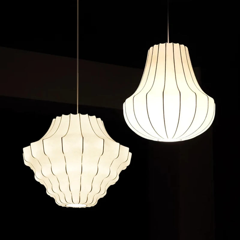 Japanese Wabi Sabi Silk Chandelier Living Dining Room Bedroom B&B Personalized Home Decor Pendant Light Indoor Lighting Fixtures