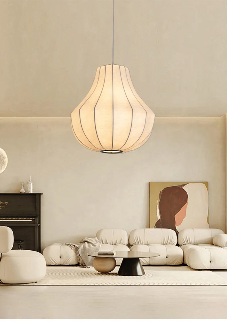 Japanese Wabi Sabi Silk Chandelier Living Dining Room Bedroom B&B Personalized Home Decor Pendant Light Indoor Lighting Fixtures