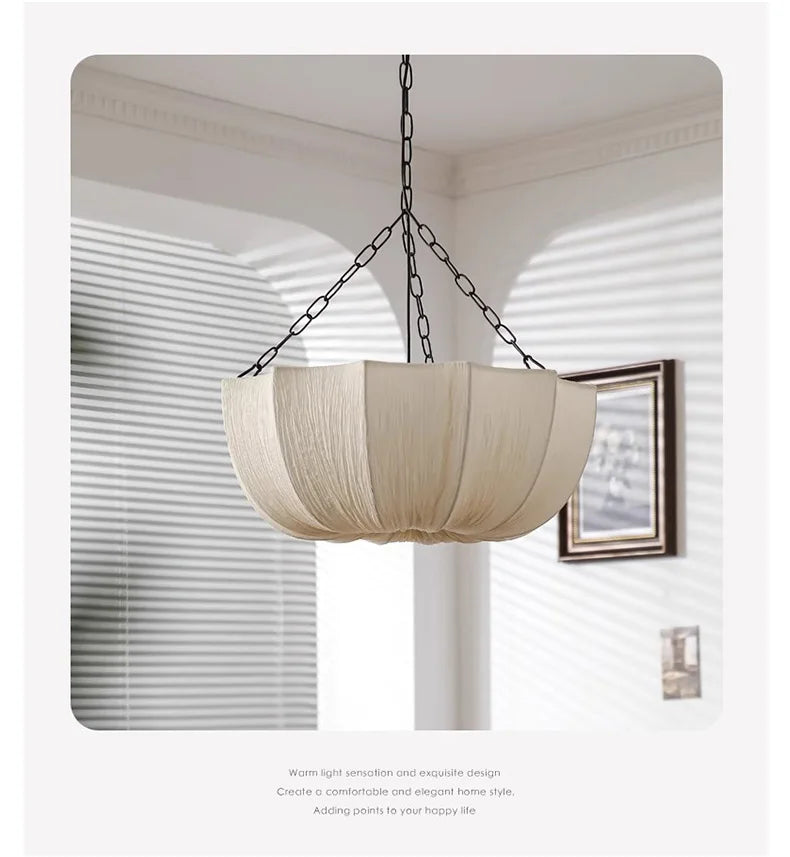 Japanese Wabi Sabi Retro Fabric Pendant Lights Living Dining Room Chandelier Lighting Home Decor Bedroom Lustre Led Hanging Lamp