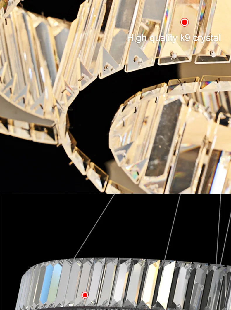 Modern Ring Led Crystal Ceiling Chandeliers Lighting Living Room Home Decor Luxury Pendant Lights Lustre Hanging Lamps Fixtures