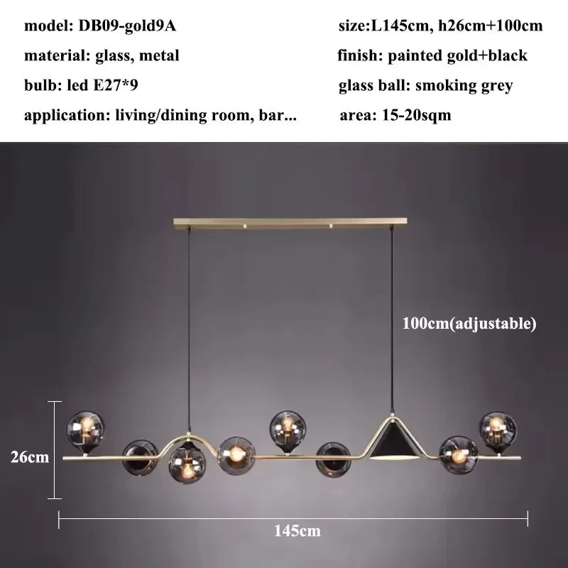 Modern Glass Ball Long Led Pendant Lights Living Dining Room Chandeliers Lighting Home Decor Bar Kitchen Hanging Lamp Luminaire