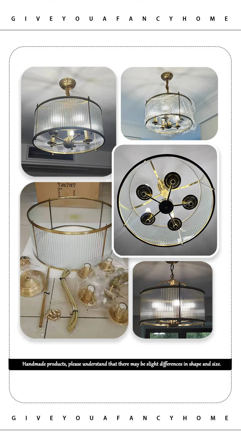 Modern Luxury Glass Chandelier Golden Copper Living Dining Bedroom Home Room Decor Ceiling Pendant Light Indoor LED Lamp Fixture