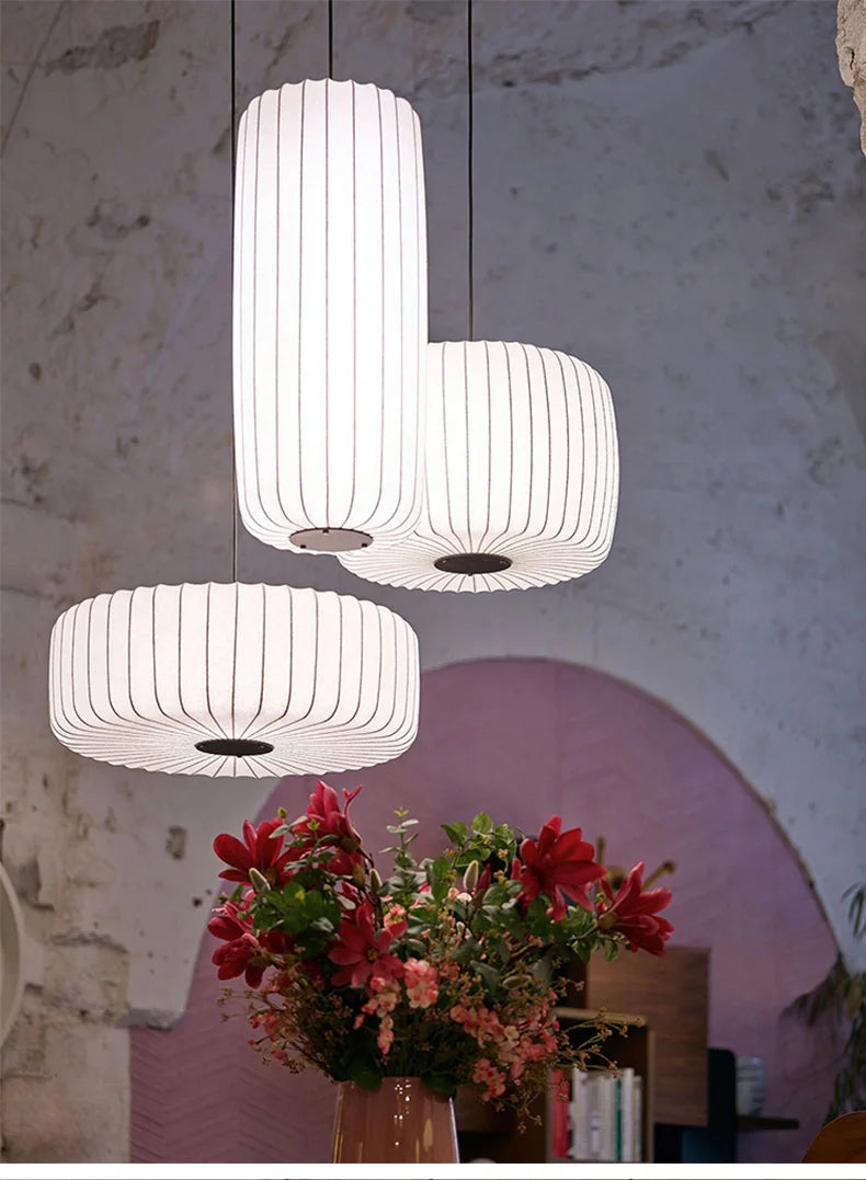 Modern Japanese Wabi Sabi Silk E27 Chandelier Nordic Home Decor Designer Lamp Living Dining Room Bedroom B&B Loft Pendant Lights
