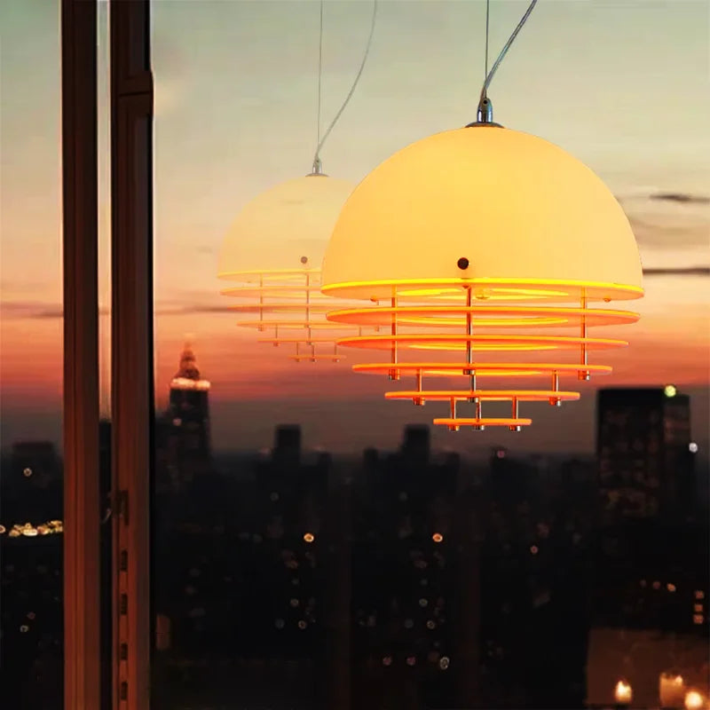 Modern Nordic Yellow Acrylic Glass Pendant Light Living Dining Bedroom Room Decor Sunset Lamp Indoor Lustre Lighting Fixtures