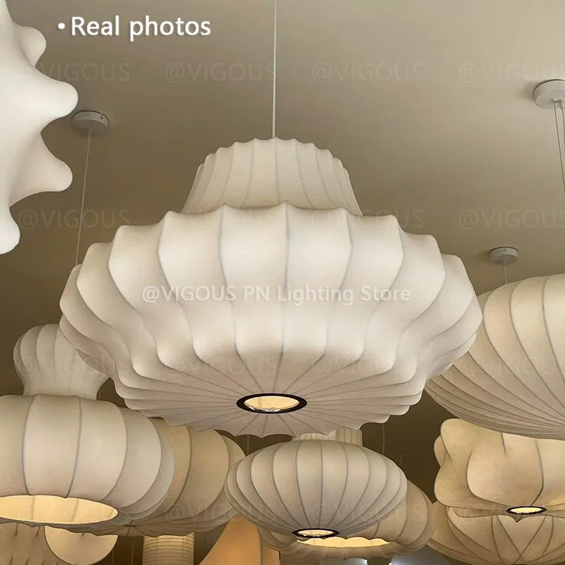 Japanese Wabi Sabi Silk Chandelier Living Dining Room Bedroom B&B Personalized Home Decor Pendant Light Indoor Lighting Fixtures