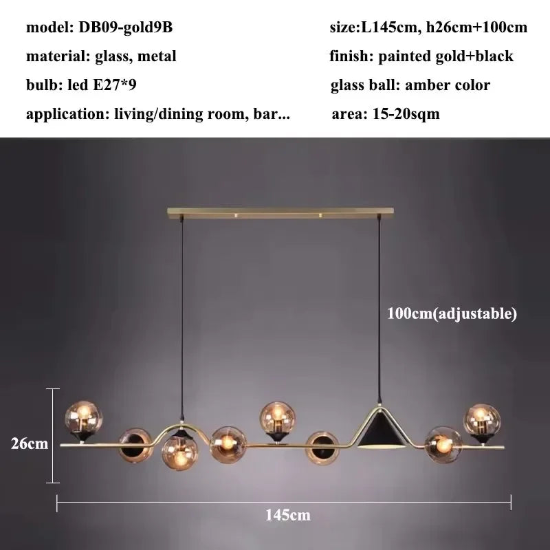 Modern Glass Ball Long Led Pendant Lights Living Dining Room Chandeliers Lighting Home Decor Bar Kitchen Hanging Lamp Luminaire