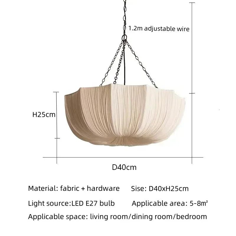 Japanese Wabi Sabi Retro Fabric Pendant Lights Living Dining Room Chandelier Lighting Home Decor Bedroom Lustre Led Hanging Lamp