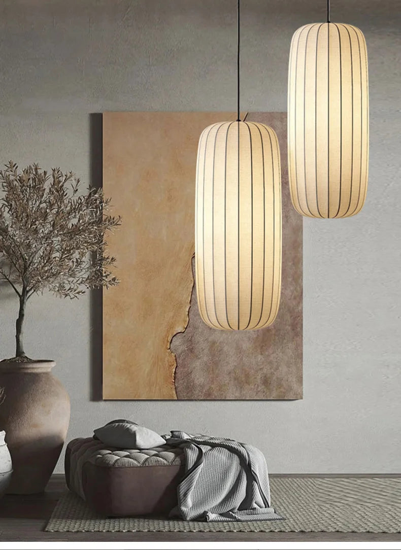 Modern Japanese Wabi Sabi Silk E27 Chandelier Nordic Home Decor Designer Lamp Living Dining Room Bedroom B&B Loft Pendant Lights