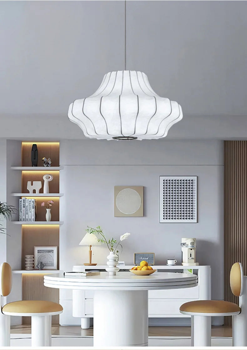 Japanese Wabi Sabi Silk Chandelier Living Dining Room Bedroom B&B Personalized Home Decor Pendant Light Indoor Lighting Fixtures