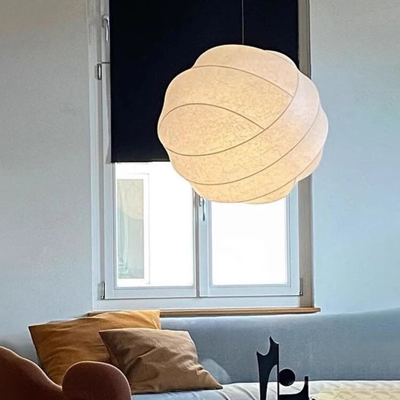 Janpanses Wabi Sabi Silk Led Pendant Lamps Living Dining Room Bedroom Chandeliers Home Decor Minimalist Hanging Lights Fixtures
