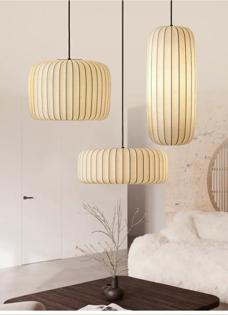 Modern Japanese Wabi Sabi Silk E27 Chandelier Nordic Home Decor Designer Lamp Living Dining Room Bedroom B&B Loft Pendant Lights