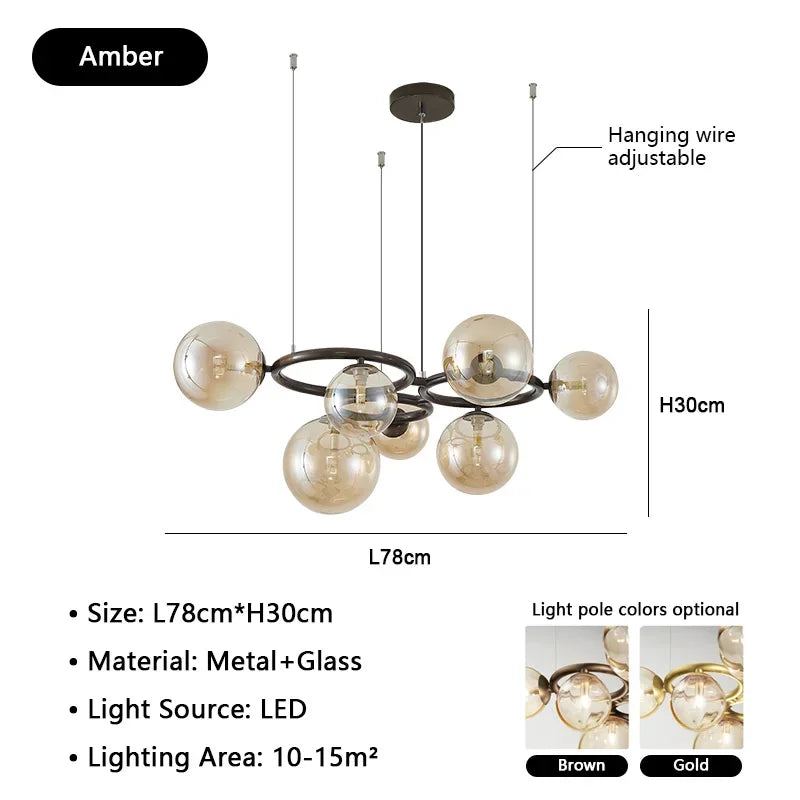Modern Minimalism Nordic Glass Chandelier Room Decor Lights Living Dining Bedroom Luxury Pendant Lamps Indoor Lighting Fixtures