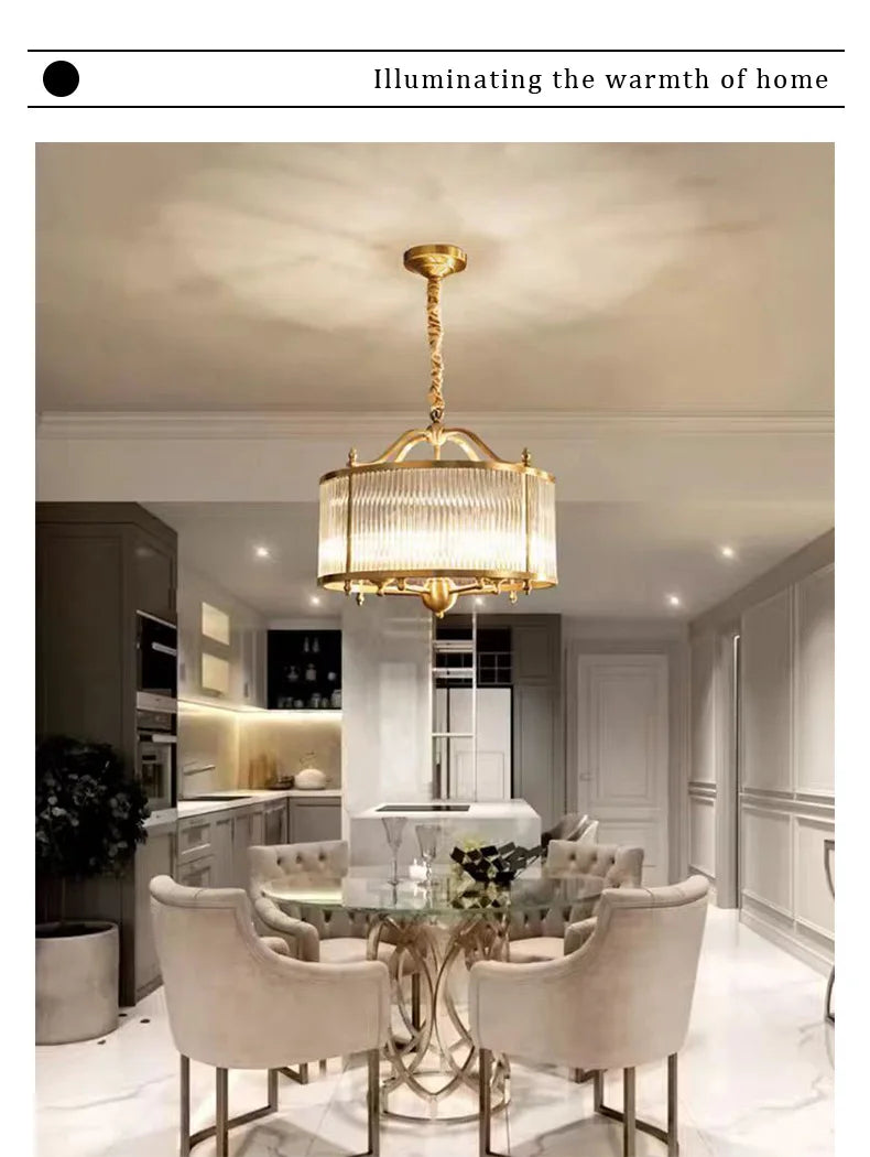 Modern Luxury Glass Chandelier Golden Copper Living Dining Bedroom Home Room Decor Ceiling Pendant Light Indoor LED Lamp Fixture
