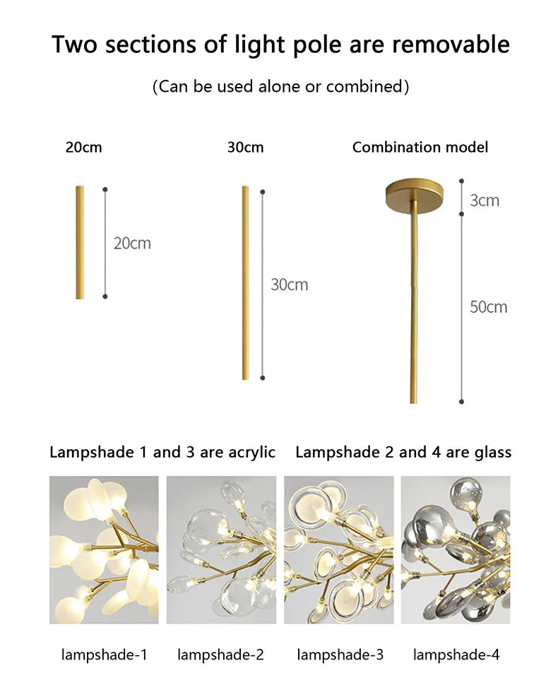 Nordic G4 Led Chandelier Lighting Modern Branch Pendant Light Living Room Gold / Black Led Luminarias Art Decor Indoor Lighting