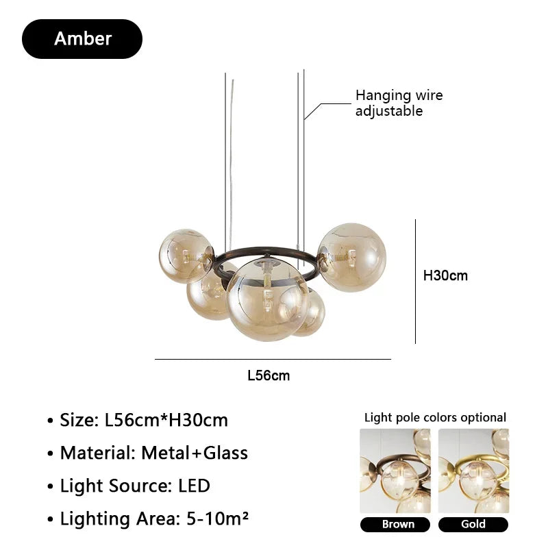 Modern Minimalism Nordic Glass Chandelier Room Decor Lights Living Dining Bedroom Luxury Pendant Lamps Indoor Lighting Fixtures