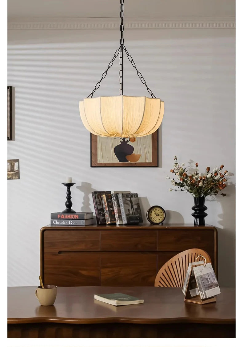 Japanese Wabi Sabi Retro Fabric Pendant Lights Living Dining Room Chandelier Lighting Home Decor Bedroom Lustre Led Hanging Lamp