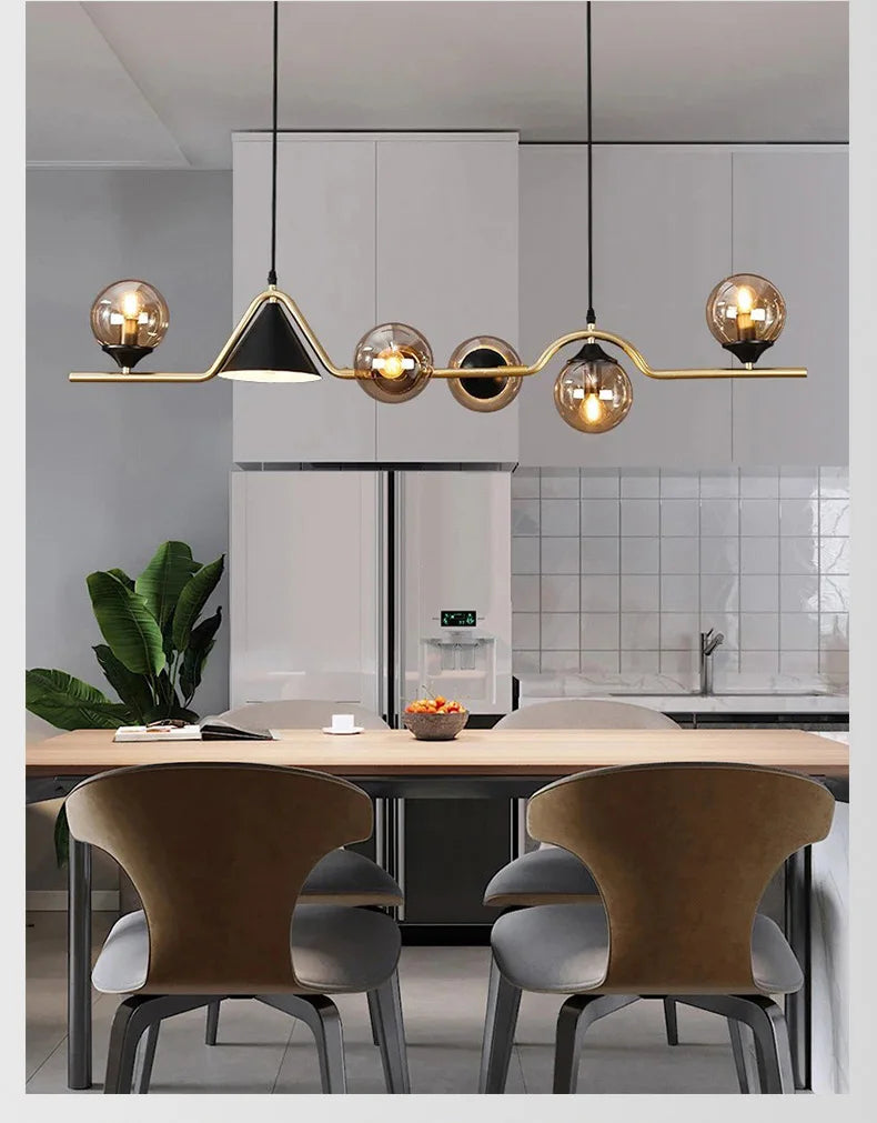 Modern Glass Ball Long Led Pendant Lights Living Dining Room Chandeliers Lighting Home Decor Bar Kitchen Hanging Lamp Luminaire