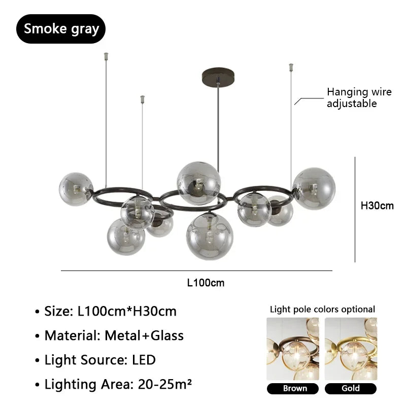 Modern Minimalism Nordic Glass Chandelier Room Decor Lights Living Dining Bedroom Luxury Pendant Lamps Indoor Lighting Fixtures