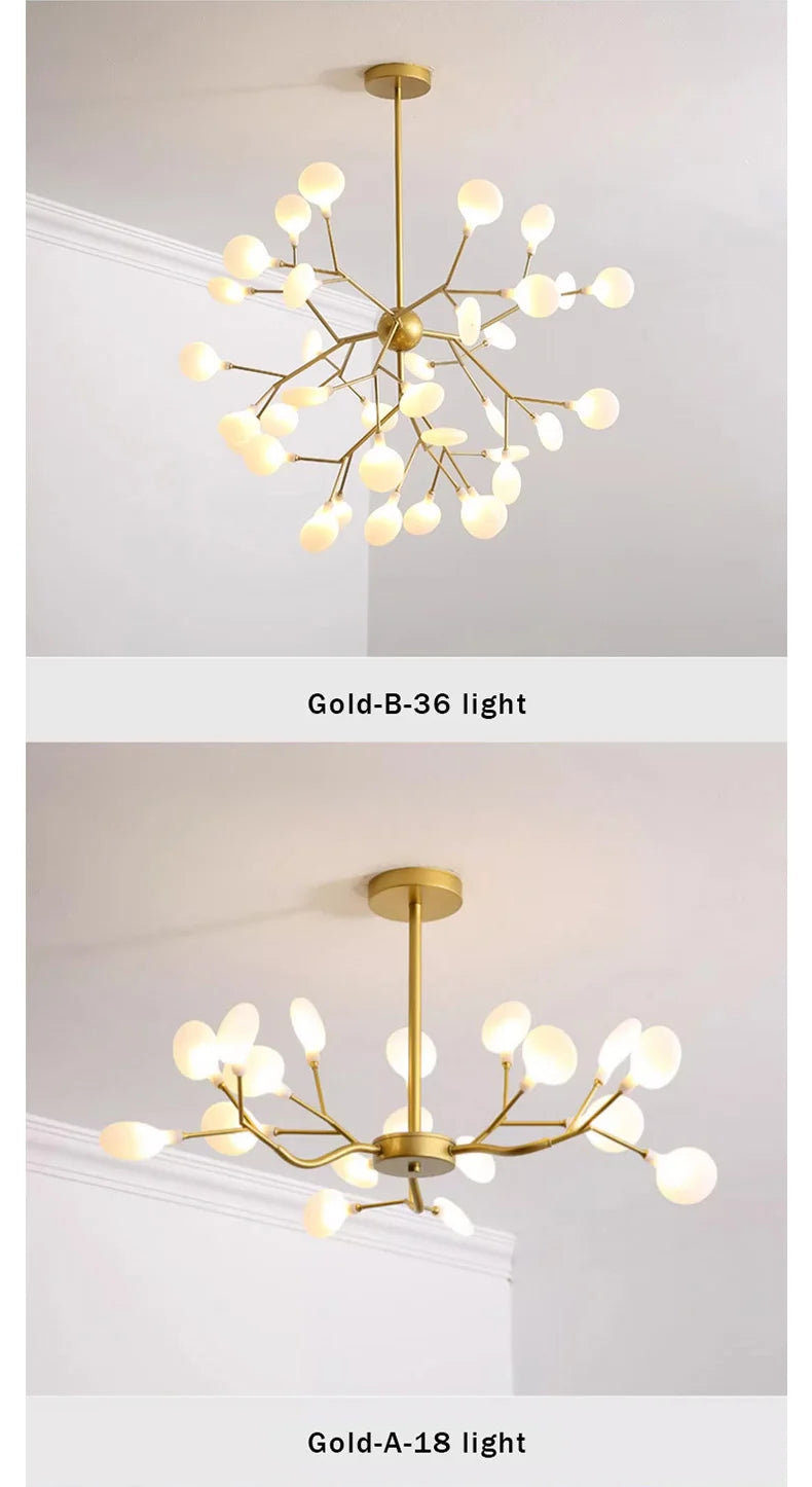 Nordic G4 Led Chandelier Lighting Modern Branch Pendant Light Living Room Gold / Black Led Luminarias Art Decor Indoor Lighting